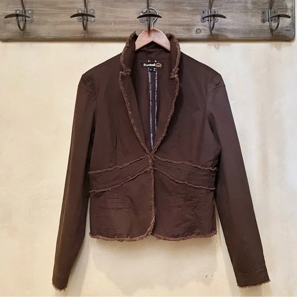 🪶3/$50 Boho Raw Edge Fringe Brown REWIND L/S Fine Corduroy Blazer-XL - Picture 5 of 16